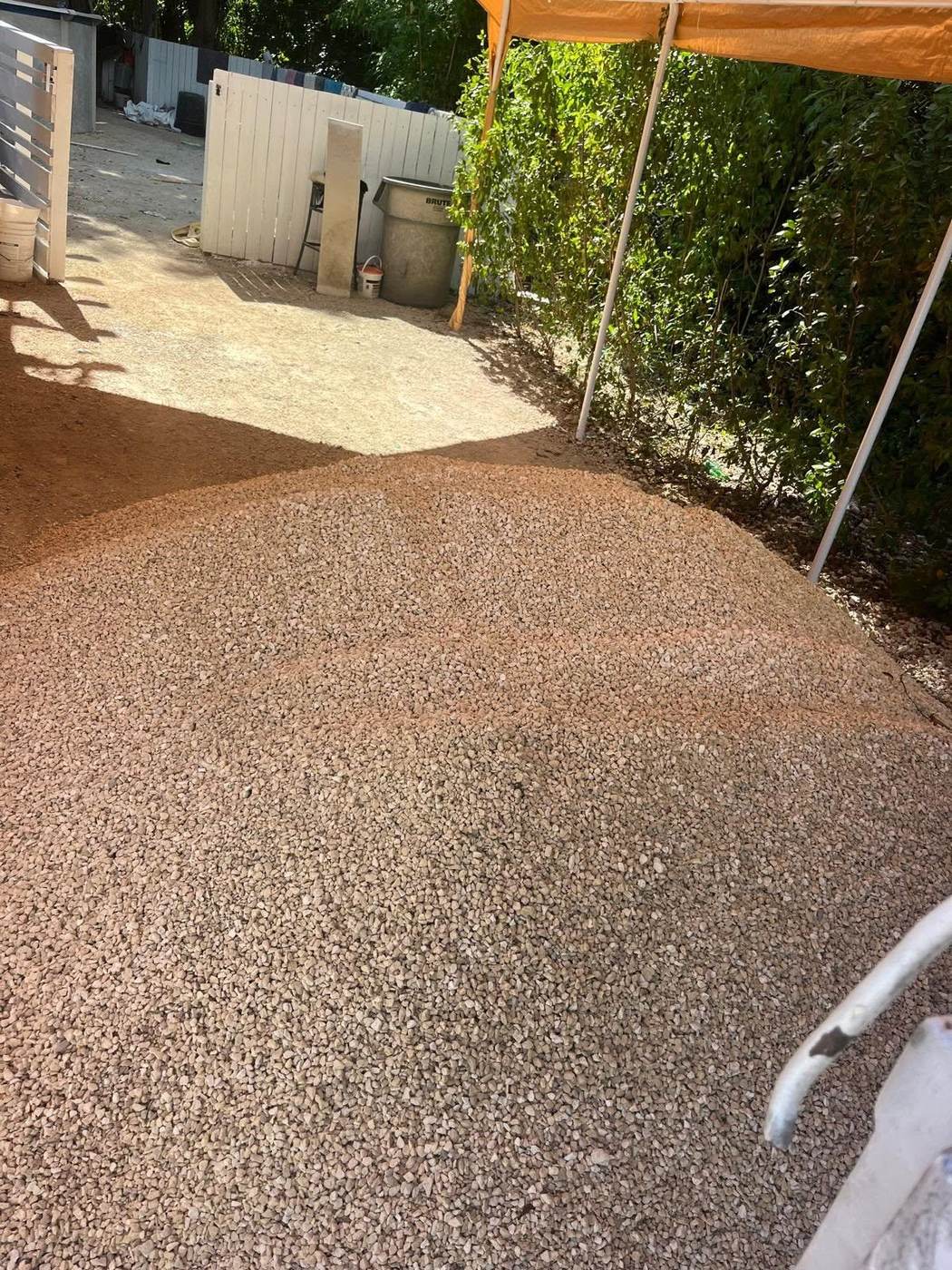 Gravel aggregate pile ready for spreading on a Cayman property